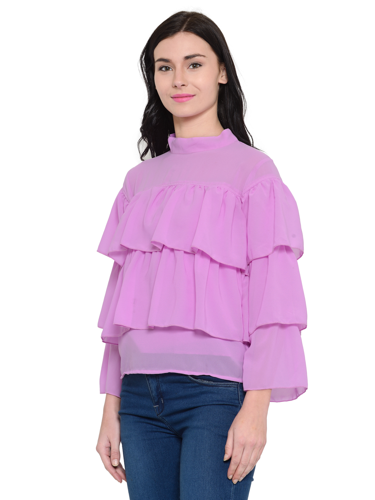 Pastel Mauve Frilled long sleeves top